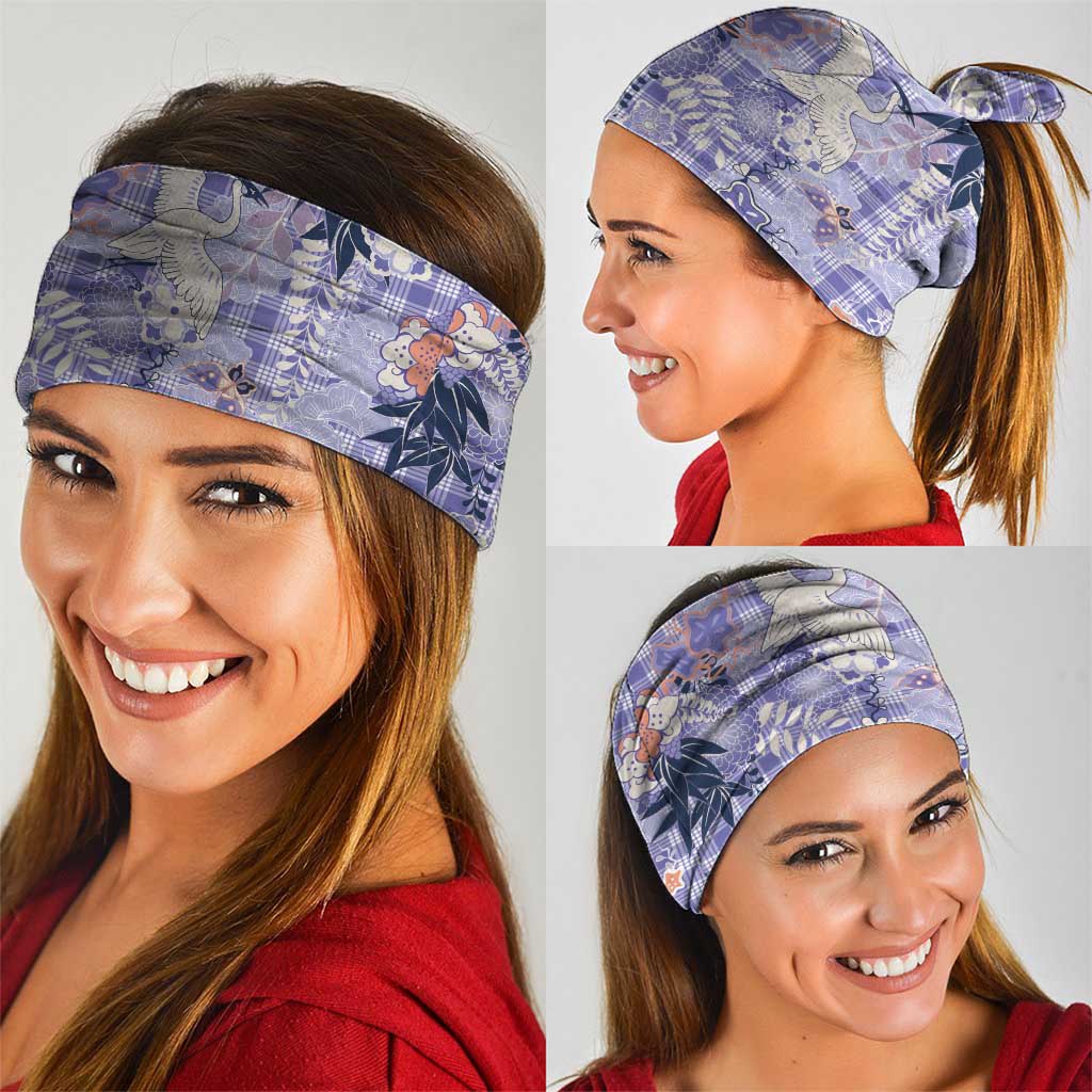 Purple Palaka Crane and Flowers Neck Gaiter Japan Heritage Spirit - Polynesian Pride