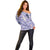 Purple Palaka Crane and Flowers Off Shoulder Sweater Japan Heritage Spirit - Polynesian Pride
