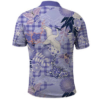 Purple Palaka Crane and Flowers Polo Shirt Japan Heritage Spirit LT9 - Polynesian Pride