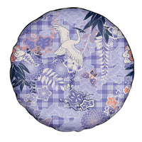Purple Palaka Crane and Flowers Spare Tire Cover Japan Heritage Spirit LT9 - Polynesian Pride