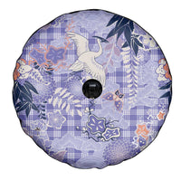 Purple Palaka Crane and Flowers Spare Tire Cover Japan Heritage Spirit LT9 - Polynesian Pride