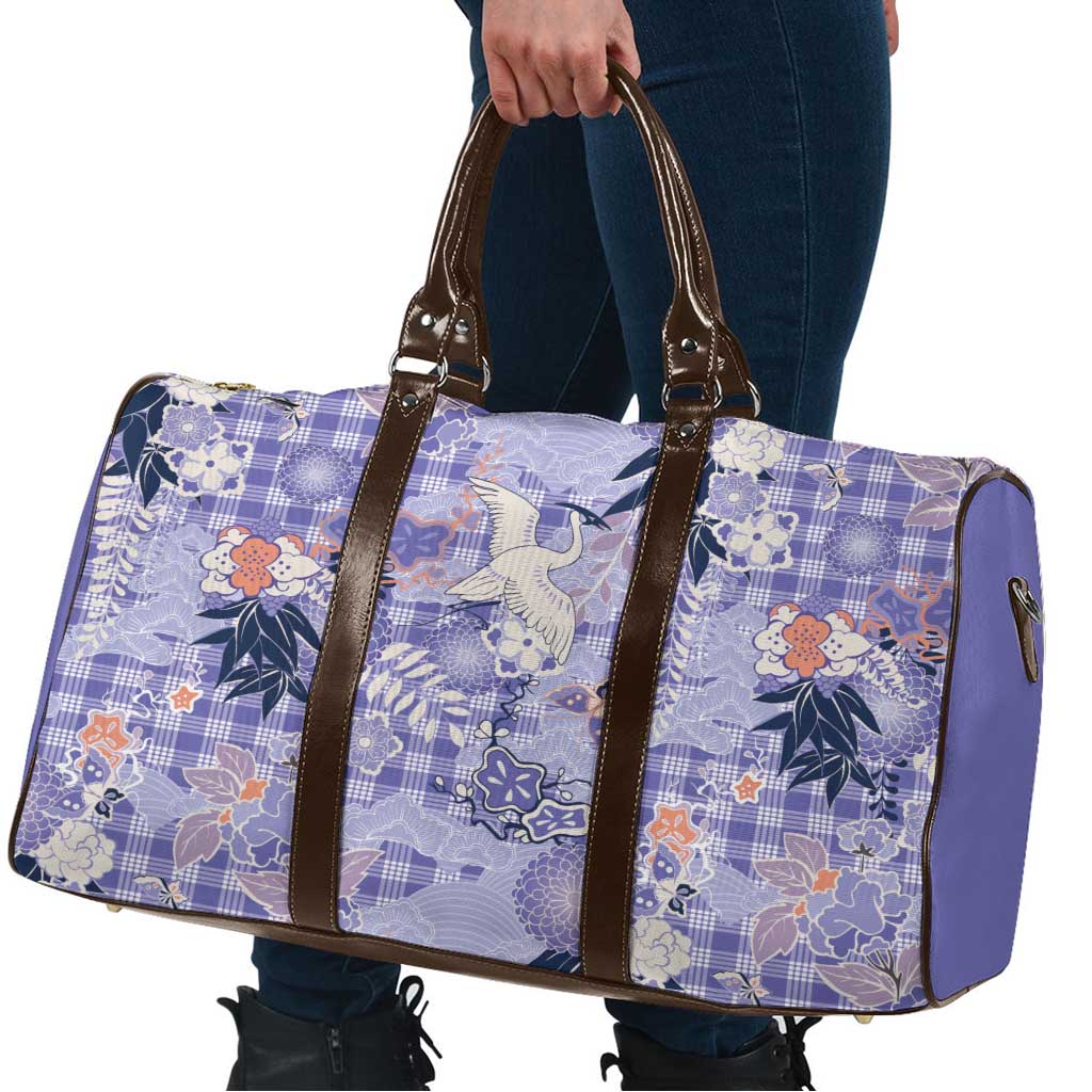 Purple Palaka Crane and Flowers Travel Bag Japan Heritage Spirit LT9 - Polynesian Pride