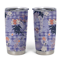 Purple Palaka Crane and Flowers Tumbler Cup Japan Heritage Spirit LT9 Purple - Polynesian Pride