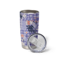 Purple Palaka Crane and Flowers Tumbler Cup Japan Heritage Spirit LT9 - Polynesian Pride
