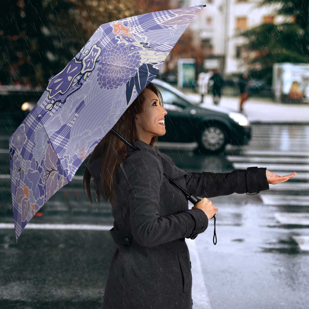 Purple Palaka Crane and Flowers Umbrella Japan Heritage Spirit - Polynesian Pride