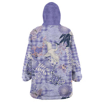 Purple Palaka Crane and Flowers Wearable Blanket Hoodie Japan Heritage Spirit LT9 - Polynesian Pride