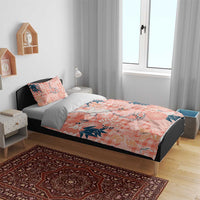 Red Palaka Crane and Flowers Bedding Set Japan Heritage Spirit - Polynesian Pride
