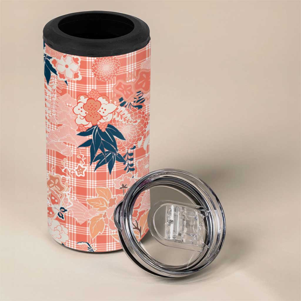 Red Palaka Crane and Flowers 4 in 1 Can Cooler Tumbler Japan Heritage Spirit LT9 - Polynesian Pride