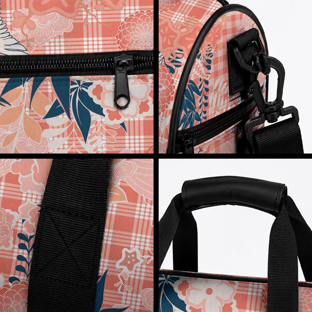 Red Palaka Crane and Flowers Duffle Bag Japan Heritage Spirit LT9 - Polynesian Pride