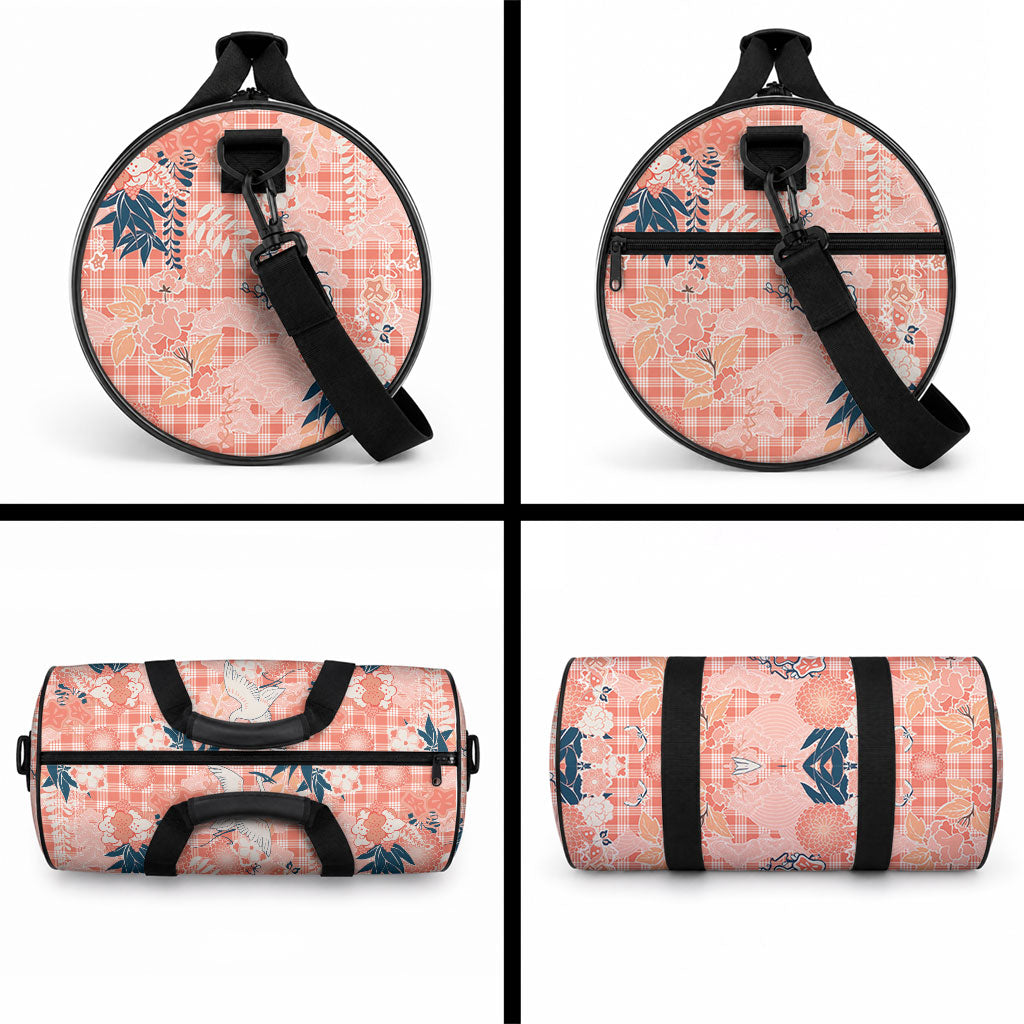 Red Palaka Crane and Flowers Duffle Bag Japan Heritage Spirit LT9 - Polynesian Pride