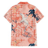 Red Palaka Crane and Flowers Family Matching Long Sleeve Bodycon Dress and Hawaiian Shirt Japan Heritage Spirit LT9 - Polynesian Pride