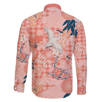 Red Palaka Crane and Flowers Family Matching Long Sleeve Bodycon Dress and Hawaiian Shirt Japan Heritage Spirit LT9 - Polynesian Pride