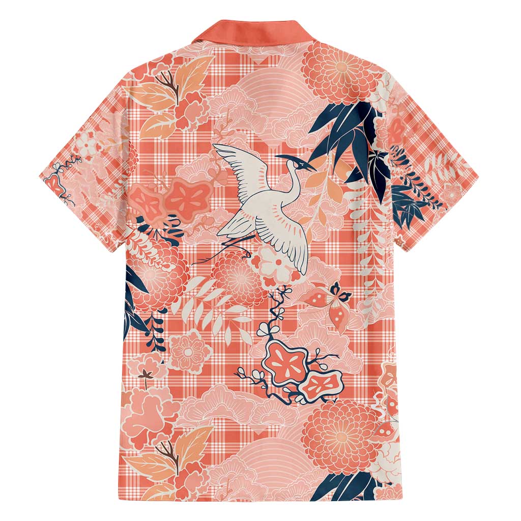 Red Palaka Crane and Flowers Family Matching Summer Maxi Dress and Hawaiian Shirt Japan Heritage Spirit LT9 - Polynesian Pride