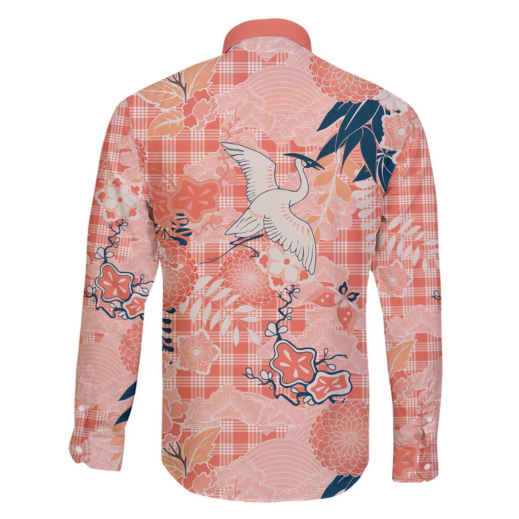 Red Palaka Crane and Flowers Family Matching Summer Maxi Dress and Hawaiian Shirt Japan Heritage Spirit LT9 - Polynesian Pride