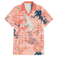 Red Palaka Crane and Flowers Family Matching Tank Maxi Dress and Hawaiian Shirt Japan Heritage Spirit LT9 Dad's Shirt - Short Sleeve Red - Polynesian Pride