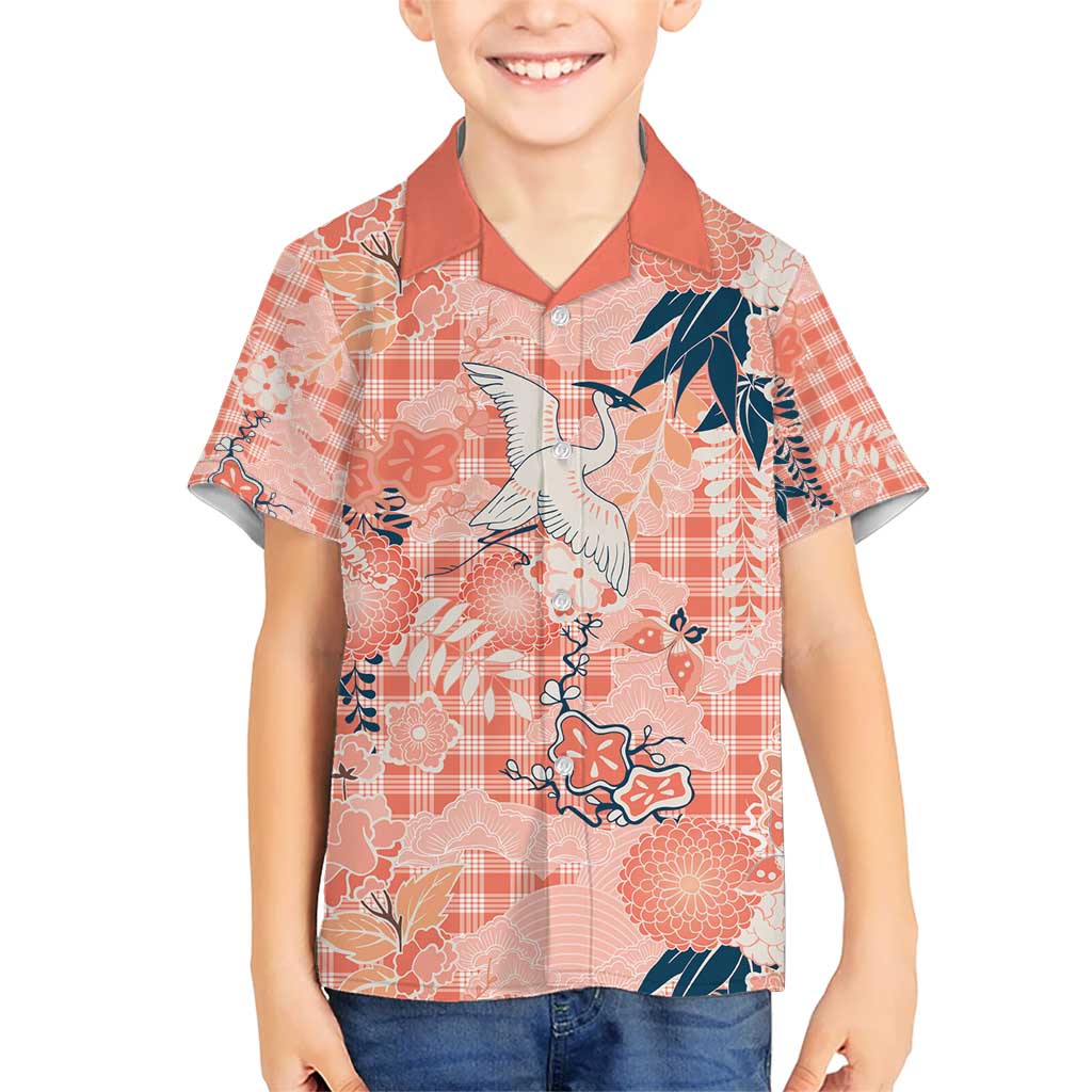 Red Palaka Crane and Flowers Hawaiian Shirt Japan Heritage Spirit - Polynesian Pride