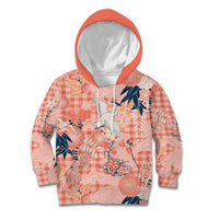 Red Palaka Crane and Flowers Kid Hoodie Japan Heritage Spirit - Polynesian Pride