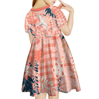 Red Palaka Crane and Flowers Kid Short Sleeve Dress Japan Heritage Spirit LT9 - Polynesian Pride