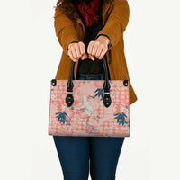 Red Palaka Crane and Flowers Leather Bag Japan Heritage Spirit - Polynesian Pride