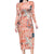 Red Palaka Crane and Flowers Long Sleeve Bodycon Dress Japan Heritage Spirit - Polynesian Pride