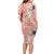 Red Palaka Crane and Flowers Long Sleeve Bodycon Dress Japan Heritage Spirit - Polynesian Pride