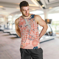 Red Palaka Crane and Flowers Men Tank Top Japan Heritage Spirit - Polynesian Pride