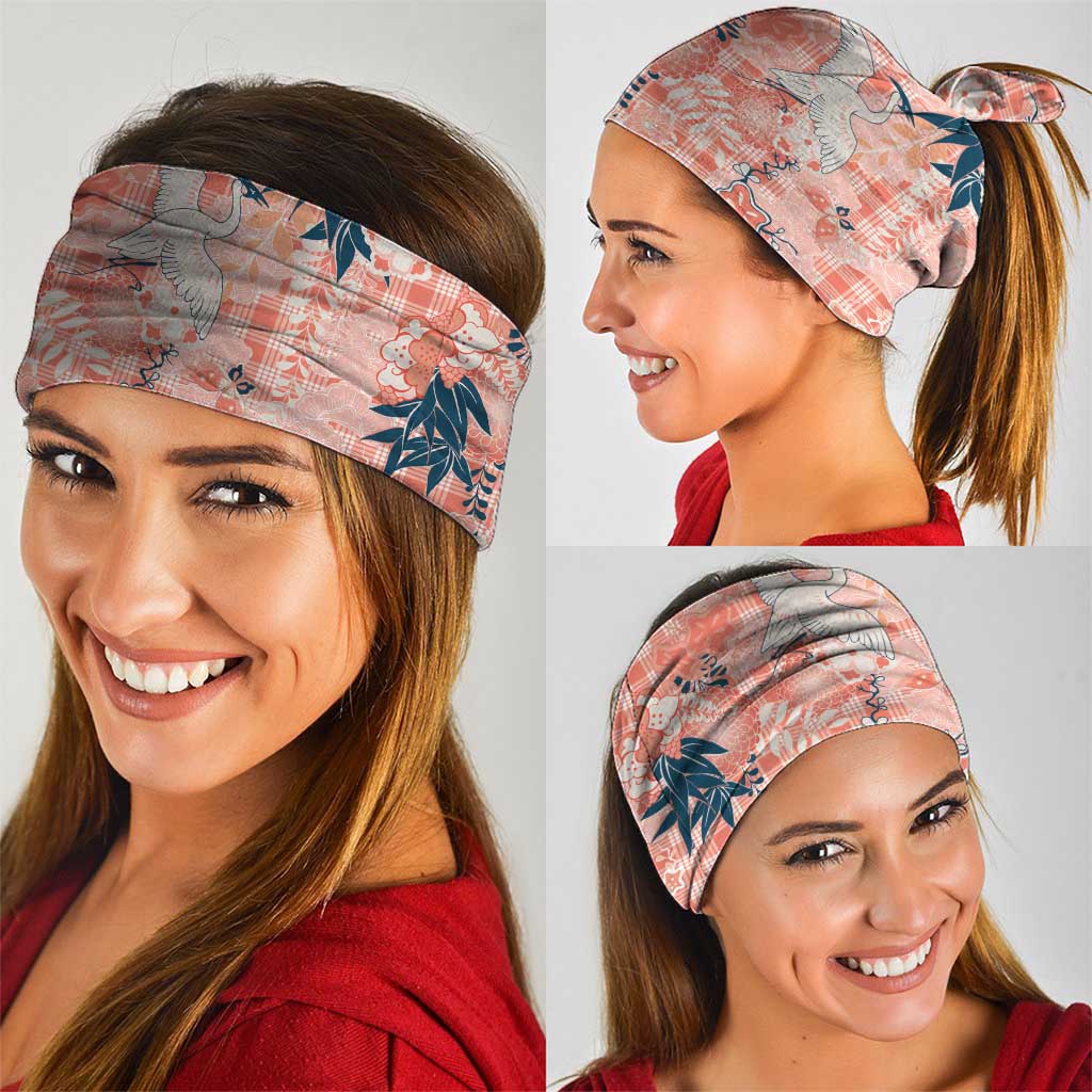 Red Palaka Crane and Flowers Neck Gaiter Japan Heritage Spirit - Polynesian Pride