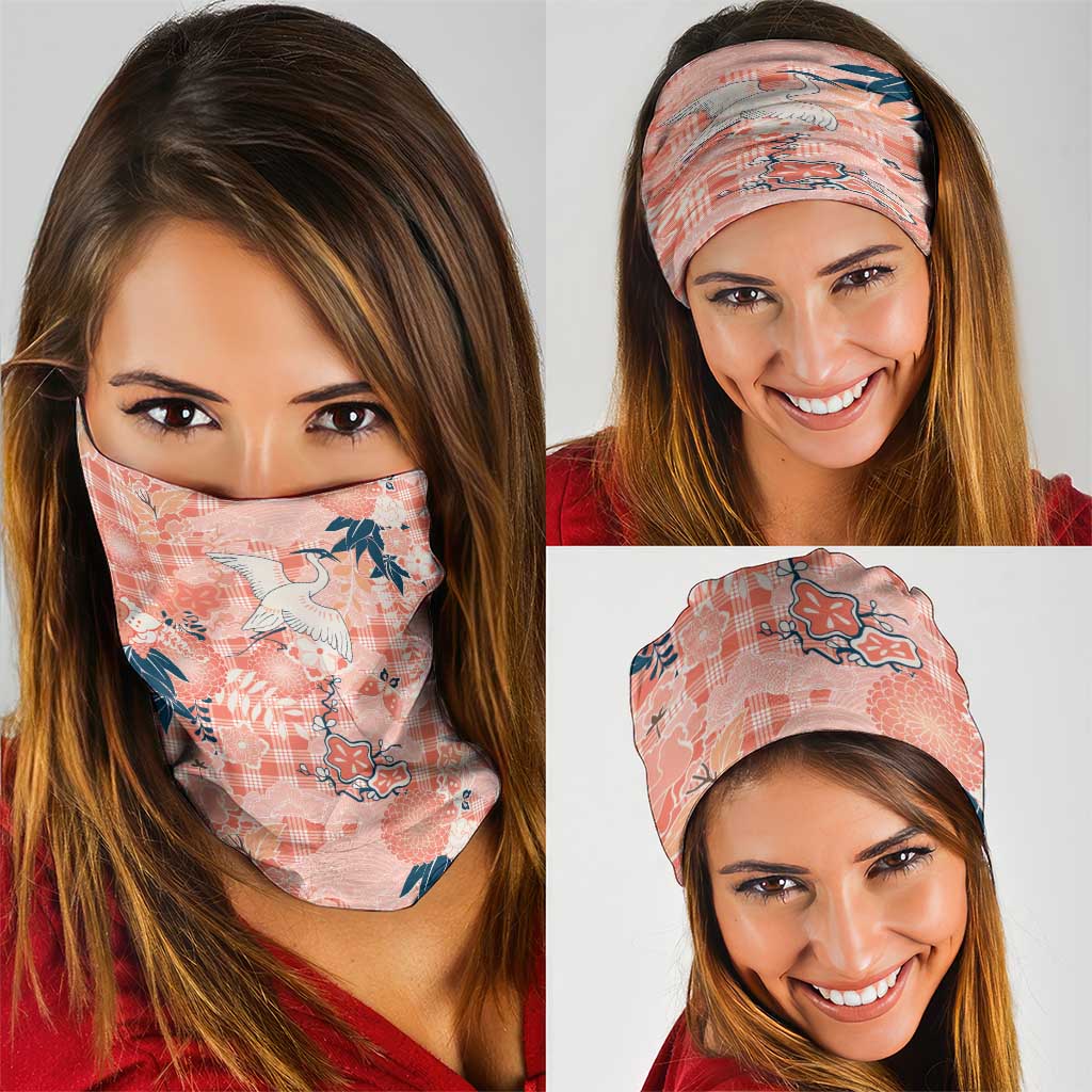 Red Palaka Crane and Flowers Neck Gaiter Japan Heritage Spirit - Polynesian Pride