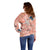 Red Palaka Crane and Flowers Off Shoulder Sweater Japan Heritage Spirit - Polynesian Pride