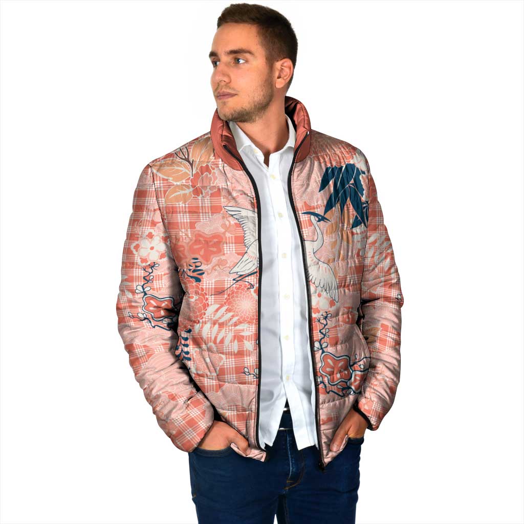 Red Palaka Crane and Flowers Padded Jacket Japan Heritage Spirit - Polynesian Pride