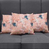 Red Palaka Crane and Flowers Pillow Cover Japan Heritage Spirit - Polynesian Pride