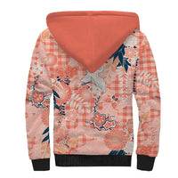 Red Palaka Crane and Flowers Sherpa Hoodie Japan Heritage Spirit LT9 - Polynesian Pride