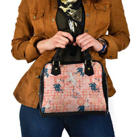 Red Palaka Crane and Flowers Shoulder Handbag Japan Heritage Spirit - Polynesian Pride