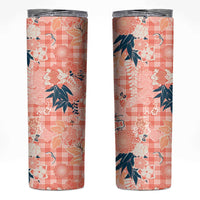 Red Palaka Crane and Flowers Skinny Tumbler Japan Heritage Spirit LT9 Red - Polynesian Pride