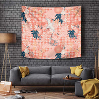 Red Palaka Crane and Flowers Tapestry Japan Heritage Spirit LT9 Red - Polynesian Pride