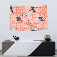 Red Palaka Crane and Flowers Tapestry Japan Heritage Spirit LT9 - Polynesian Pride
