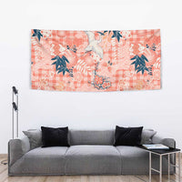 Red Palaka Crane and Flowers Tapestry Japan Heritage Spirit LT9 - Polynesian Pride