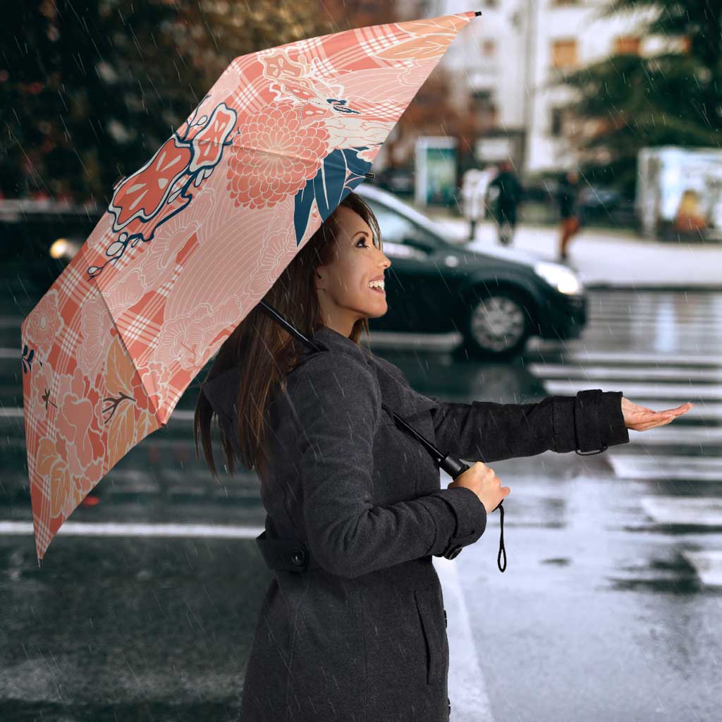 Red Palaka Crane and Flowers Umbrella Japan Heritage Spirit - Polynesian Pride