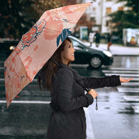 Red Palaka Crane and Flowers Umbrella Japan Heritage Spirit - Polynesian Pride
