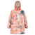 Red Palaka Crane and Flowers Wearable Blanket Hoodie Japan Heritage Spirit - Polynesian Pride