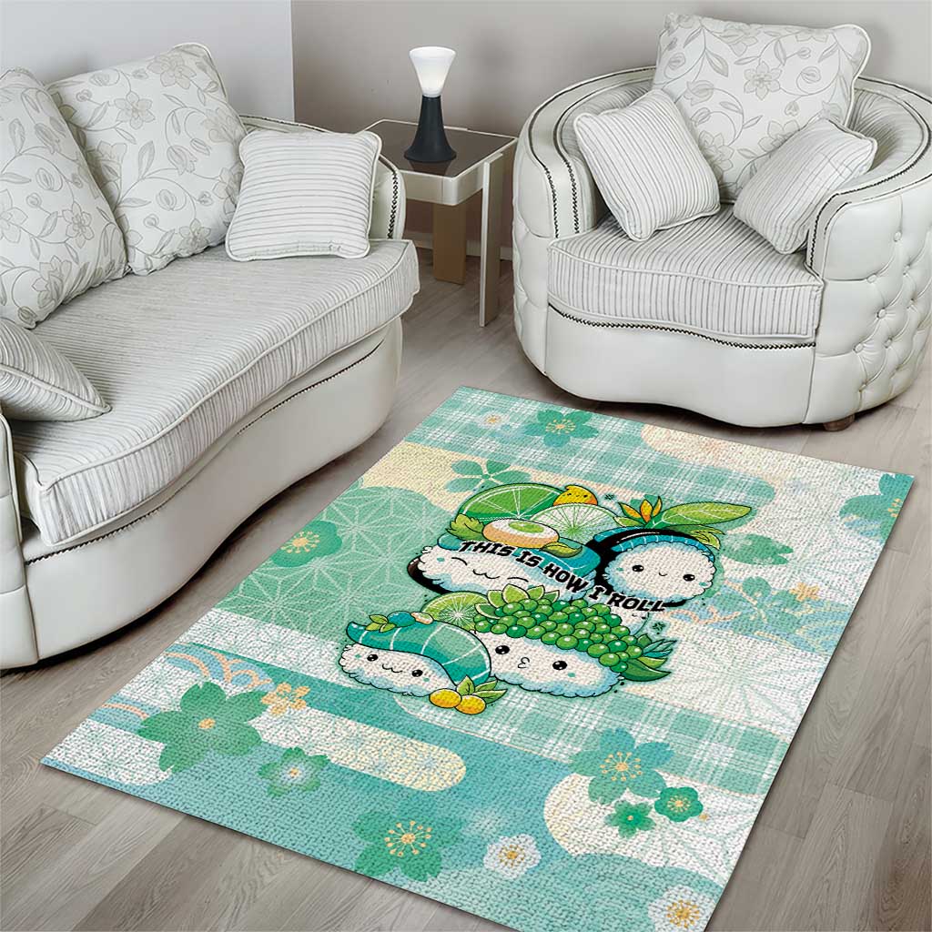 Japanese Kawaii Sushi Area Rug Green Wagara Palaka This Is How I Roll