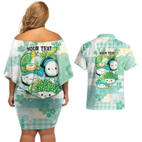 Personalized Japanese Kawaii Sushi Couples Matching Off Shoulder Short Dress and Hawaiian Shirt Green Wagara Palaka This Is How I Roll LT9 - Polynesian Pride