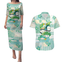 Personalized Japanese Kawaii Sushi Couples Matching Puletasi and Hawaiian Shirt Green Wagara Palaka This Is How I Roll LT9 Green - Polynesian Pride