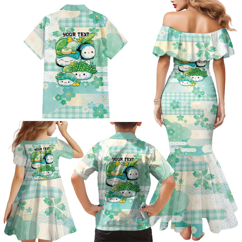 Personalized Japanese Kawaii Sushi Family Matching Mermaid Dress and Hawaiian Shirt Green Wagara Palaka This Is How I Roll LT9 - Polynesian Pride