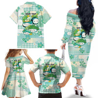 Personalized Japanese Kawaii Sushi Family Matching Off The Shoulder Long Sleeve Dress and Hawaiian Shirt Green Wagara Palaka This Is How I Roll LT9 - Polynesian Pride