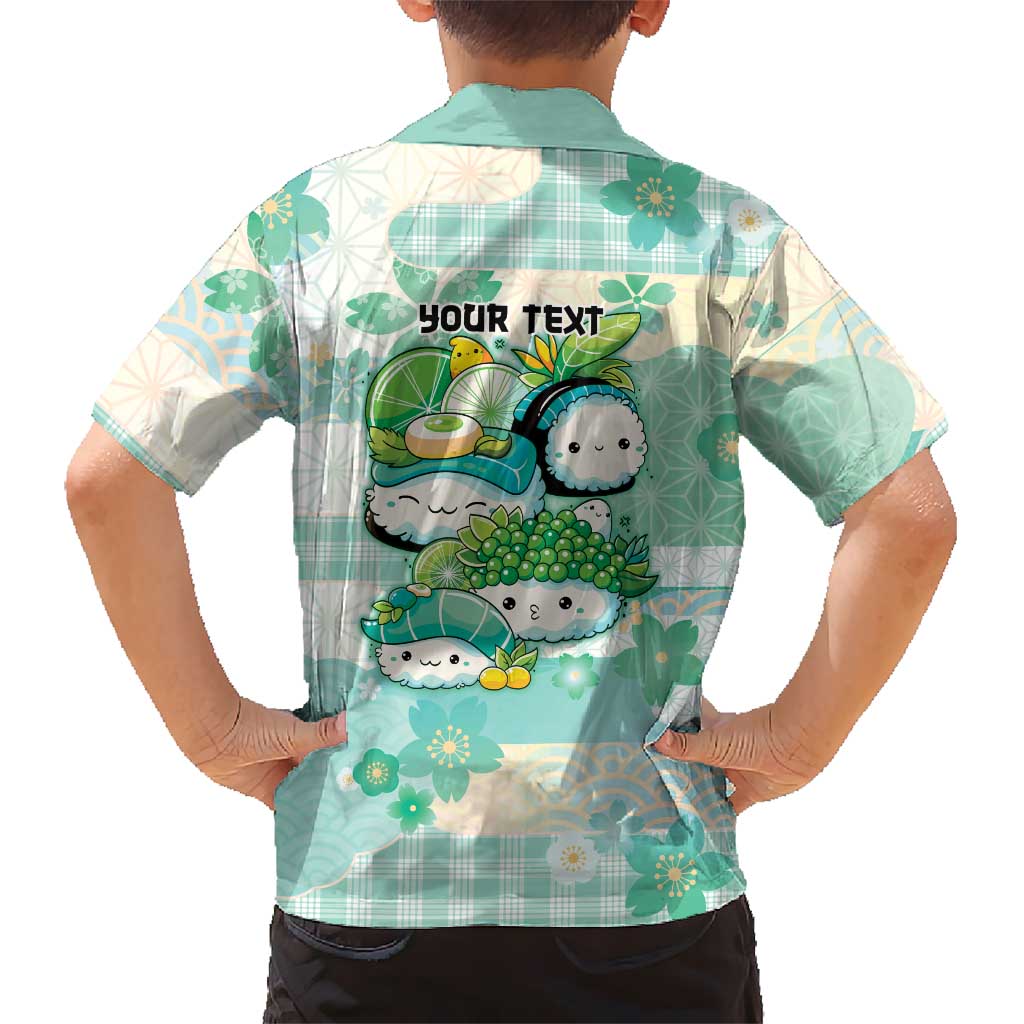 Personalized Japanese Kawaii Sushi Family Matching Off Shoulder Maxi Dress and Hawaiian Shirt Green Wagara Palaka This Is How I Roll LT9 - Polynesian Pride