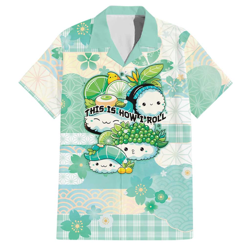 Personalized Japanese Kawaii Sushi Family Matching Tank Maxi Dress and Hawaiian Shirt Green Wagara Palaka This Is How I Roll LT9 Dad's Shirt - Short Sleeve Green - Polynesian Pride