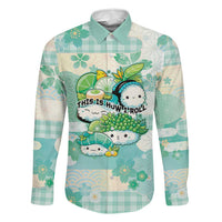 Personalized Japanese Kawaii Sushi Family Matching Tank Maxi Dress and Hawaiian Shirt Green Wagara Palaka This Is How I Roll LT9 Dad's Shirt - Long Sleeve Green - Polynesian Pride