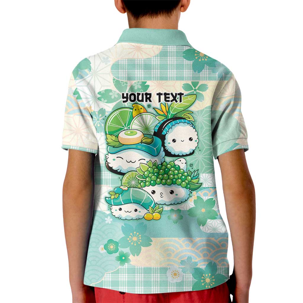 Personalized Japanese Kawaii Sushi Kid Polo Shirt Green Wagara Palaka This Is How I Roll