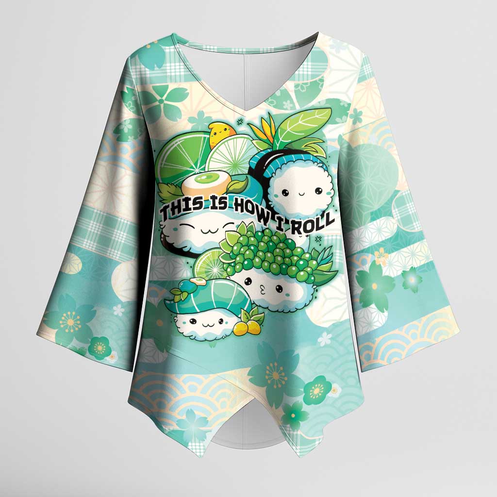 Personalized Japanese Kawaii Sushi Kimono Sleeve Blouse Green Wagara Palaka This Is How I Roll